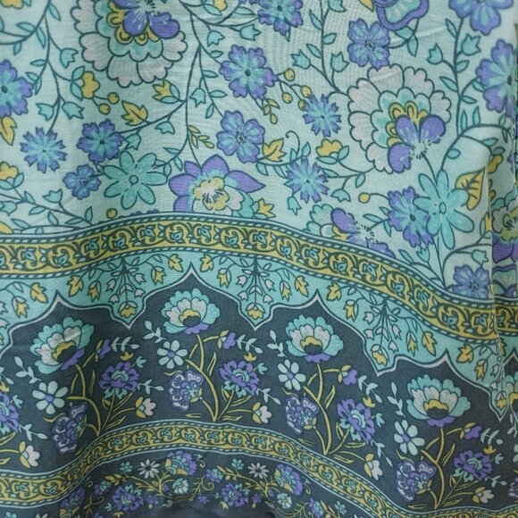 Cupcakes & Cashmere Kimono Women XS Oversized Green Blue Floral Light Open Top - Picture 4 of 10